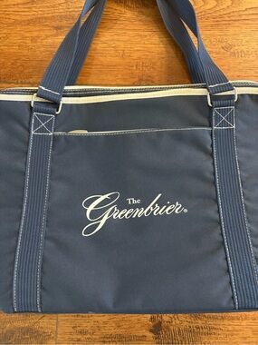 The Greenbrier Picnic Time Cooler Tote Navy Insulated Bag 22x12